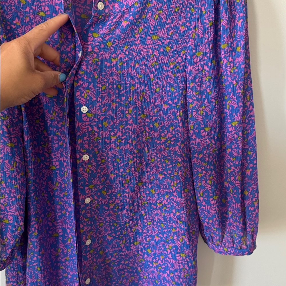 Tanya Taylor Silk Floral Blouse Size 6 - Picture 4 of 8